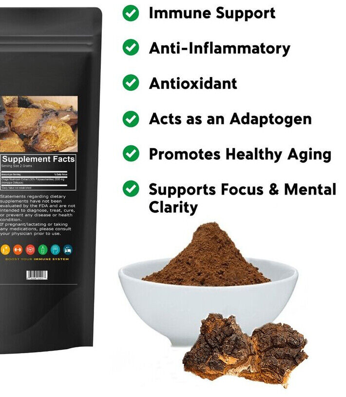 Chaga Mushroom Powder Non GMO 3.53oz Pure Extract Secondary image