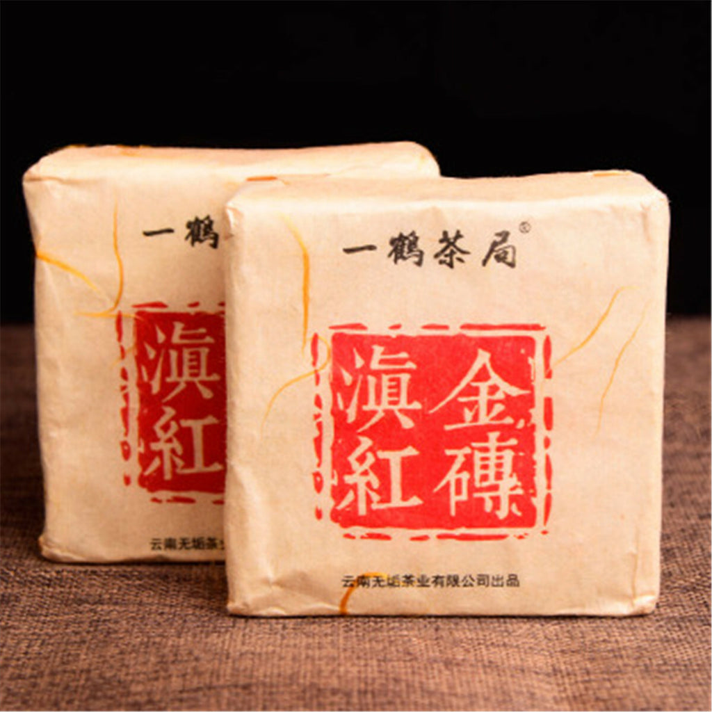 Dianhong Tee  Ancient Old Tree Yunnan Dian Hong Golden Buds Brick Black Tea 250g