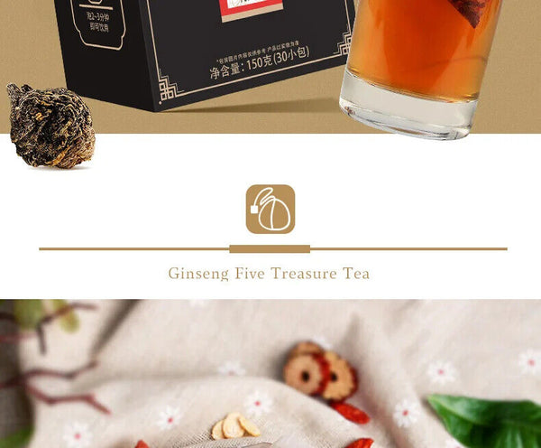 150g/30 Bags Healthy Herb Tea Bag Ginseng Five Treasure Tea