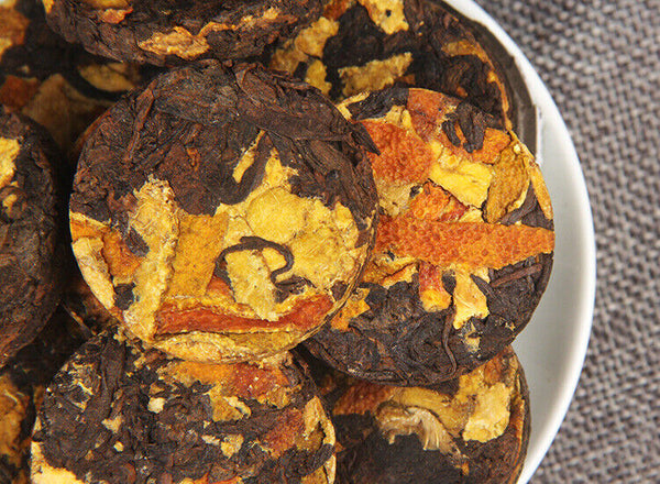 HelloYoung 500g Yunnan Chenpi Pu'er tea cake citrus ripe tea black tea small jade cake