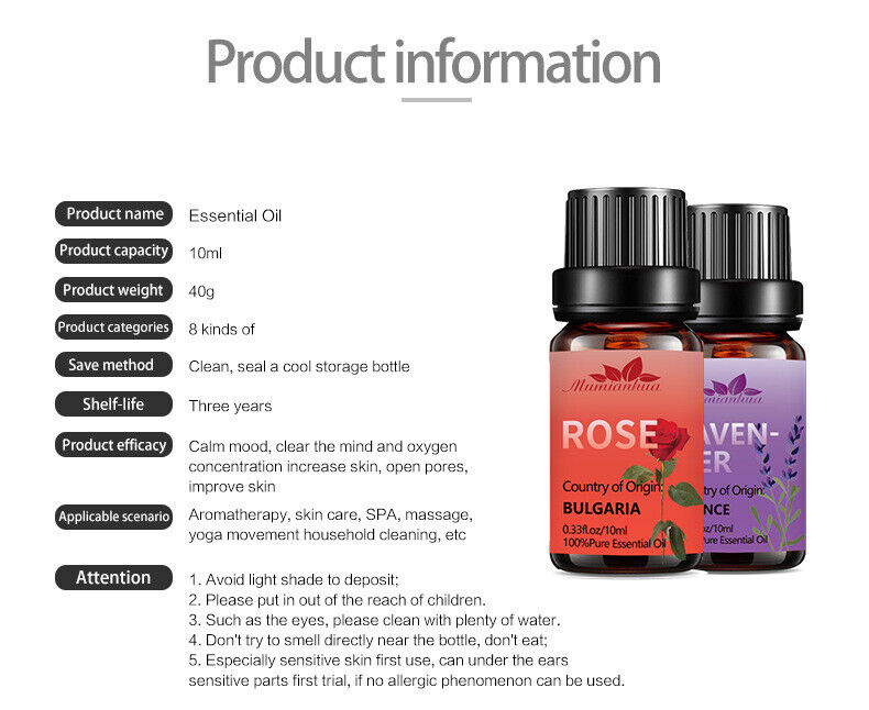 Essential Oils 100% Pure Natural Therapeutic Massage Oil 10 mL*8-piece Set Main image