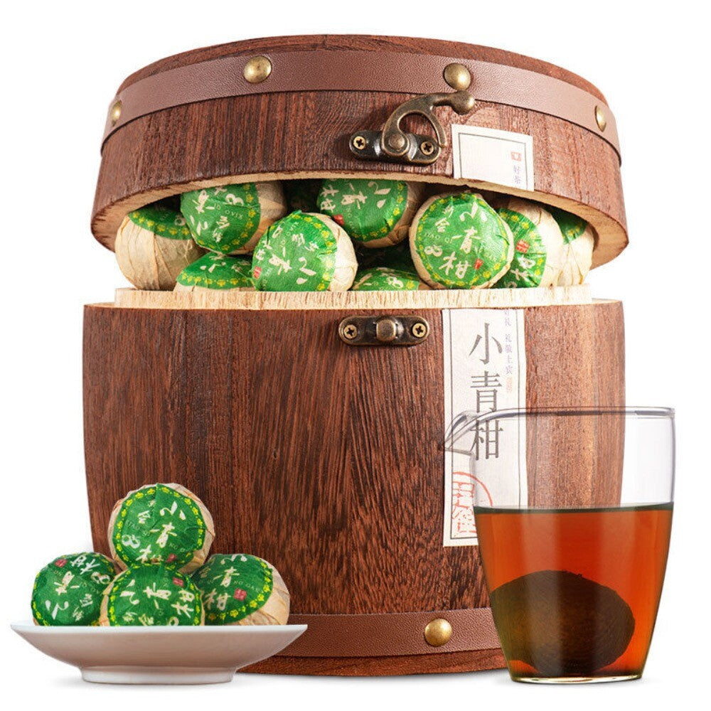 Pu Erh Ripe Tea with Small Green Tangerine 500g Premium Wooden Barrel Secondary image