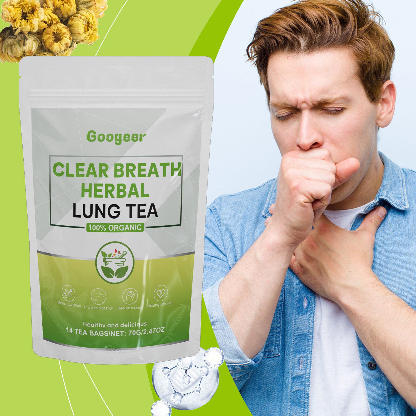 100% Organic Natural Respiratory Support Googeer Breath Herbal Lung Tea Secondary image