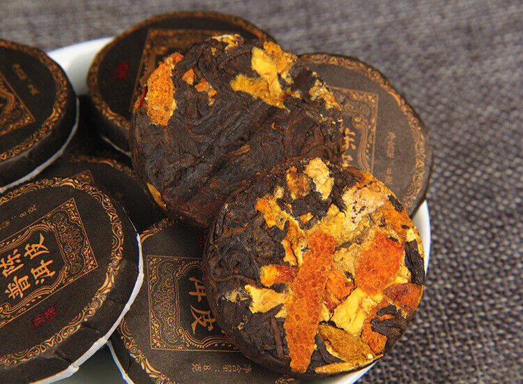 HelloYoung 500g Yunnan Chenpi Pu'er tea cake citrus ripe tea black tea small jade cake