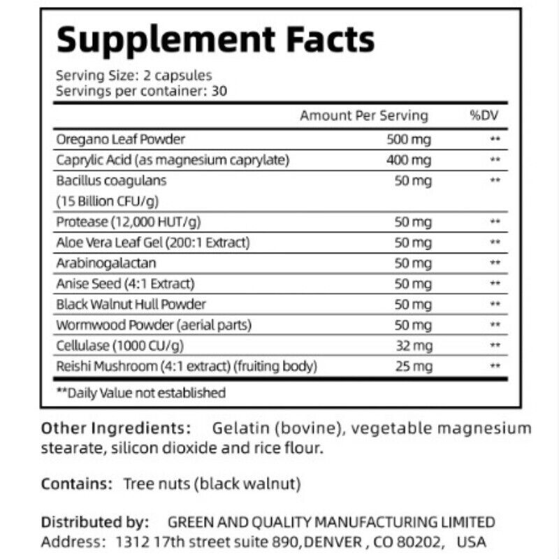 Candida Cleanse Complex Support Capsules Cleansing Capsules 60 capsules