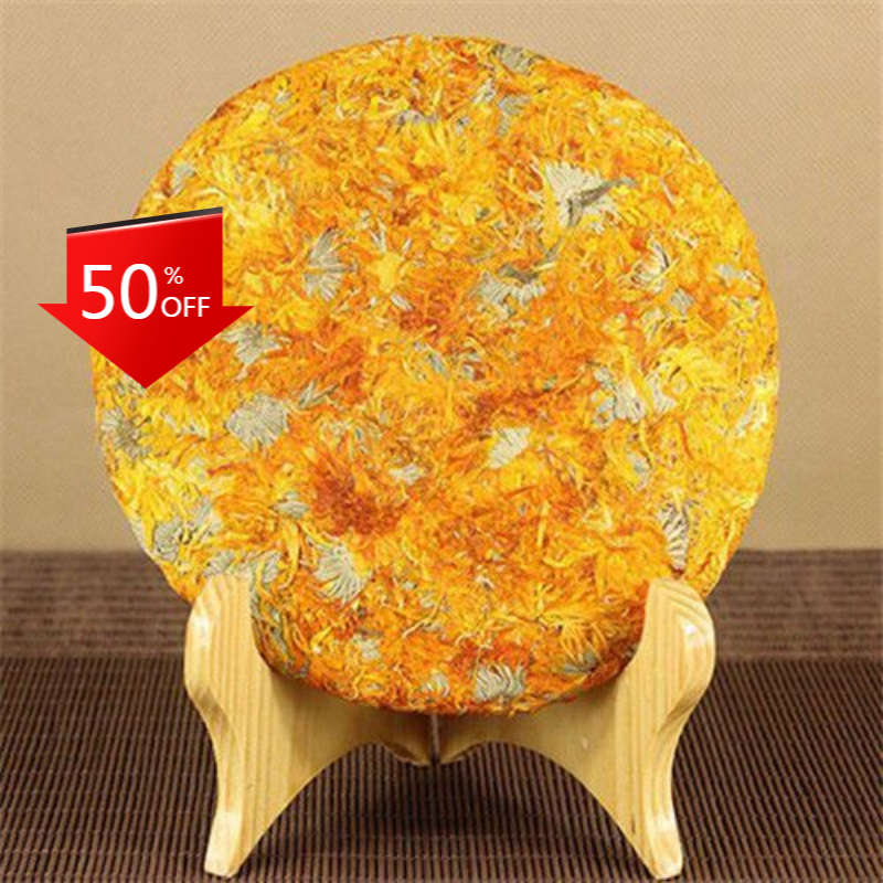HelloYoung 200g Premium Quality Calendula marigold cake, Calendula officinalis, Herbal Tea Main image