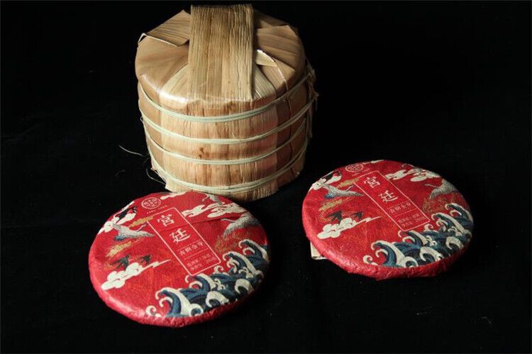 HelloYoung 200g Cang Pu Golden Bud Puerh Tea Ripe Cake Tea Menghai Chen Xiang Pu'er Cake