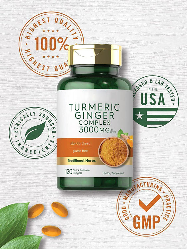 120 Softgels | by Carlyle Turmeric Curcumin & Ginger Complex 3000mg |