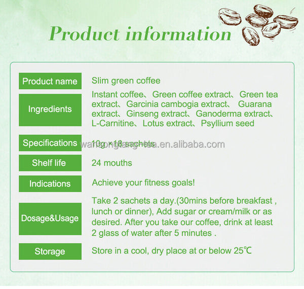Slim green Coffee slimming herbs weight loss instant Ganoderma coffee 180g