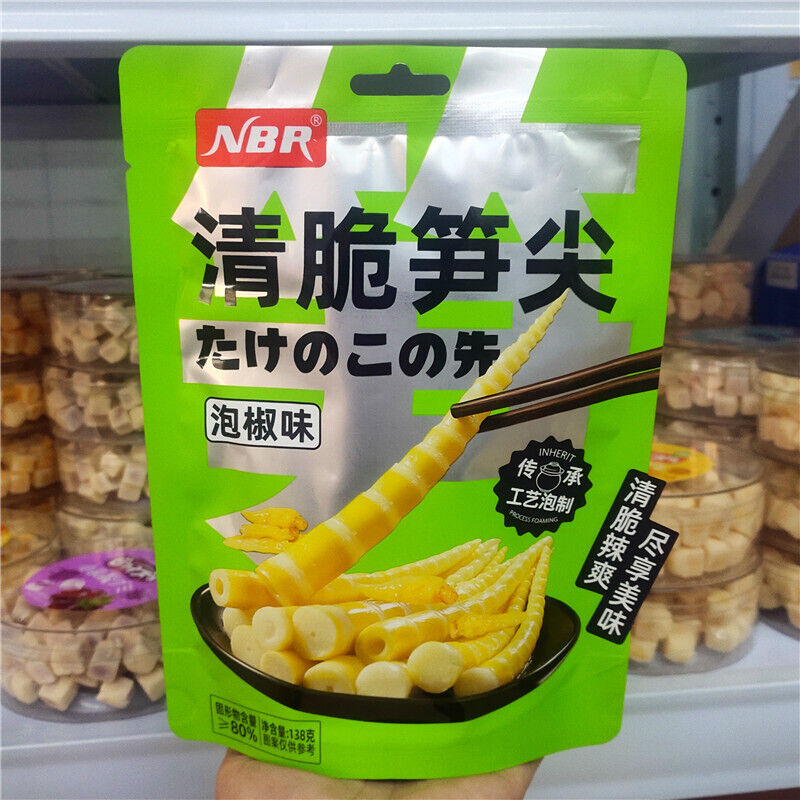 Zitronen-Pfeffer-Geschmack Knusprige Bambusspitzen Instant-Snacks 柠檬泡椒味清脆笋尖开袋即食
