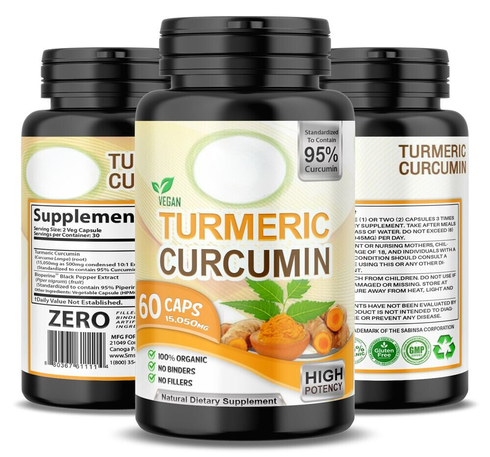 TUMERIC 3000 Mg DAILY TURMERIC MAX Potency CURCUMIN 95% PILLS With Black Pepper