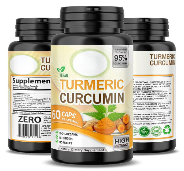 TUMERIC 3000 Mg DAILY TURMERIC MAX Potency CURCUMIN 95% PILLS With Black Pepper