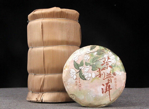 Jasmine Ripe Pu-erh Tea Cake 100g Premium Flower Infused Aged Chinese Puerh