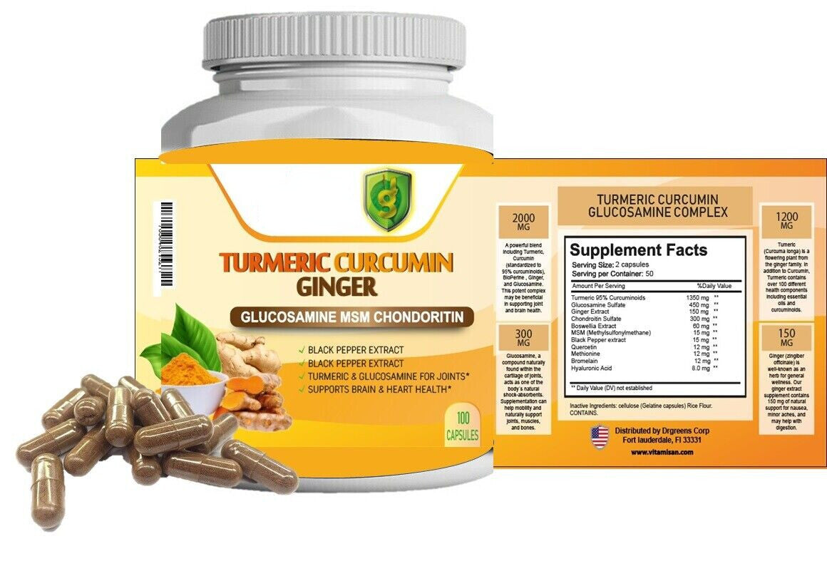 100% Natural Turmeric Curcumin  Arthritis Joint supportwith Ginger Black Pepper Secondary image