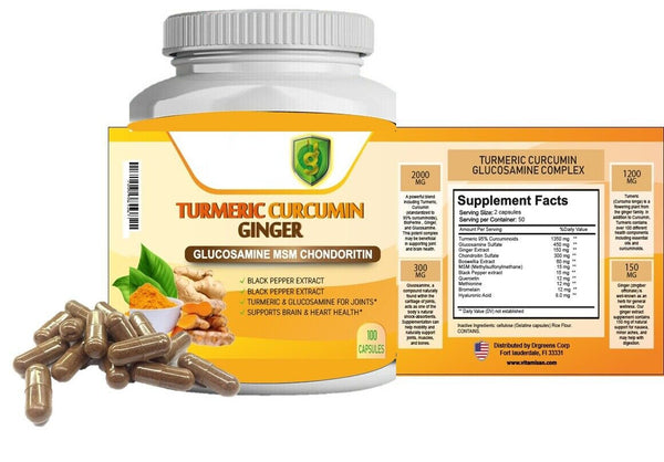 100% Natural Turmeric Curcumin  Arthritis Joint supportwith Ginger Black Pepper