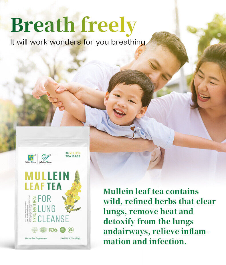 100% Natural Mullein Leaf Herbal Tea For Lung Cleansing Relief Cough Metabolism