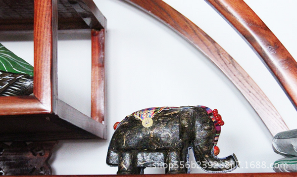 HelloYoung 260g Yunnan Pu'er Raw Tea Ornaments Pu'er Tea Sculpture Ornaments Small Elephant