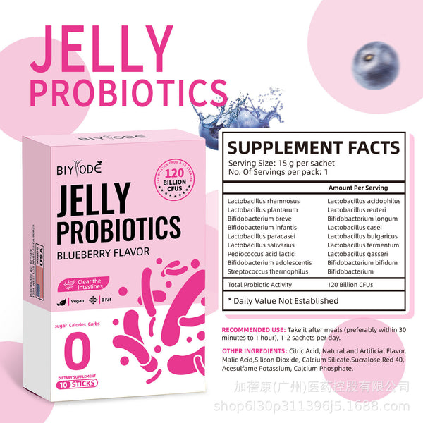 Health, Blueberry Flavor 10 Sticks Probiotic Jelly – Multi-Strain Digestive