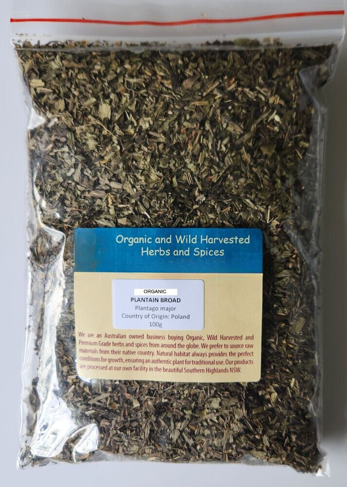 PLANTAIN BROAD LEAF ORGANIC HERB TEA 100g Plantago major Psyllium Waybread Main image