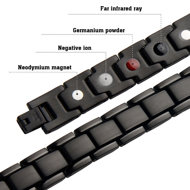Classic Titanium Steel Anti-snoring Wrist Watch Men Magnetic Therapy Bracelet