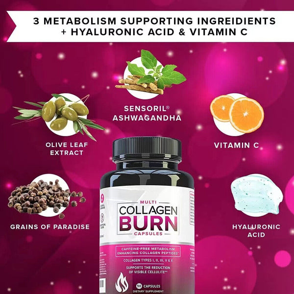 Collagen Burn Capsules Skin Whitening Brightening Anti-aging 60 Capsules