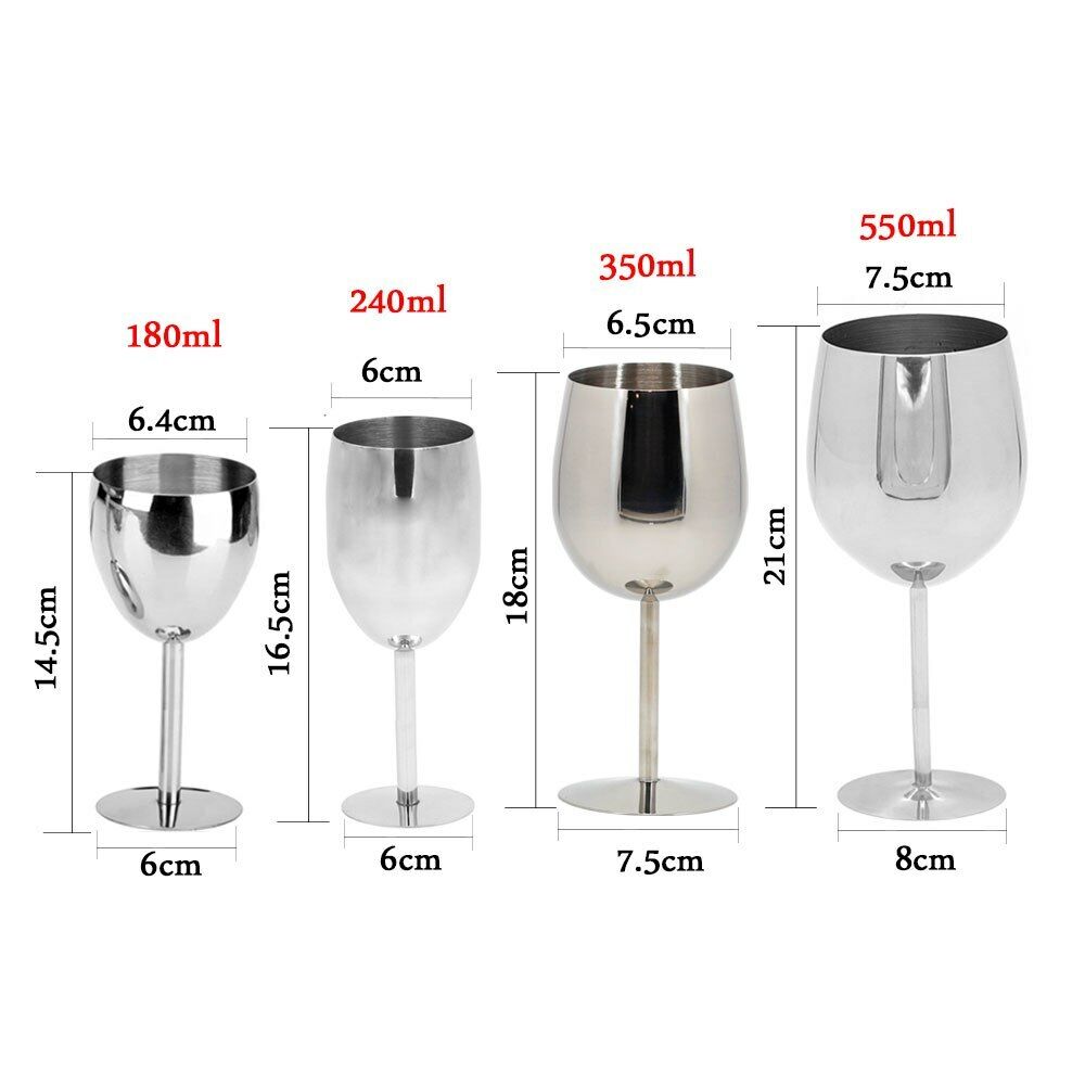 2Pcs Champagne Cocktail Drinkware Stainless Steel Wine Glasses Bar Wine Alcohol