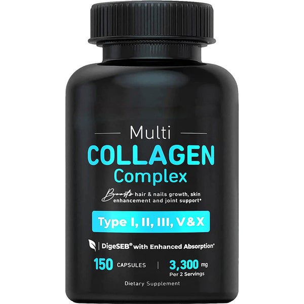 120caps Vital Vitamins Multi Collagen Complex - Type I, II, III, V, X, Grass Fed