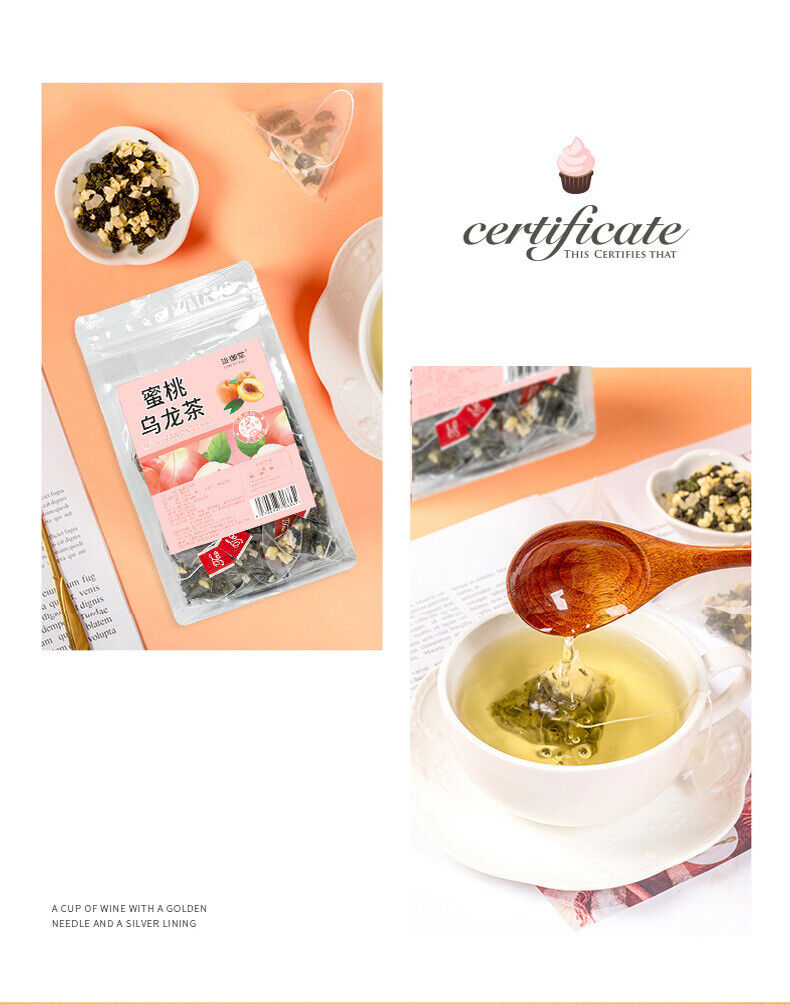 Cold Brew Herbal Drink Hot Peach Oolong Tea Fruit Blend Triangle Bags