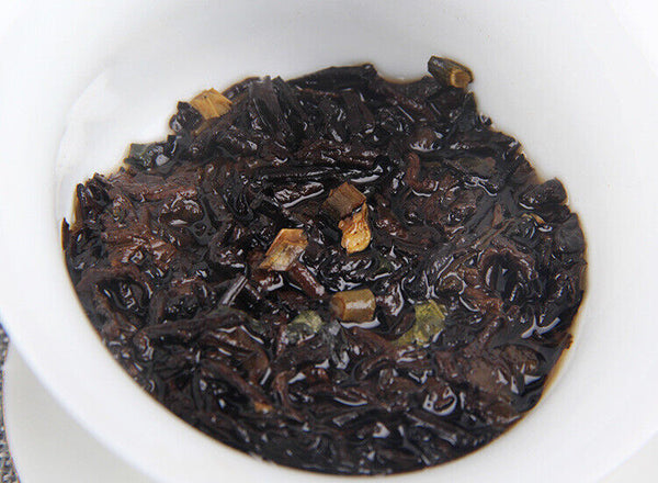 HelloYoung 357g Pu'er Old Ripe Tea Cake Yunnan Ripe Pu'er Tea Cake普洱茶熟茶勐海糯米香普洱老熟茶饼云南熟普洱茶饼