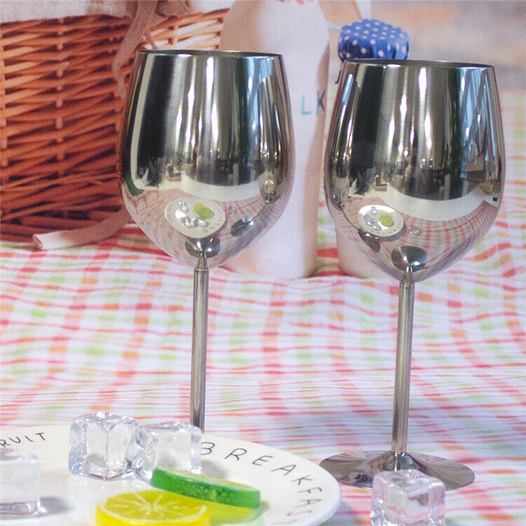 2Pcs Champagne Cocktail Drinkware Stainless Steel Wine Glasses Bar Wine Alcohol