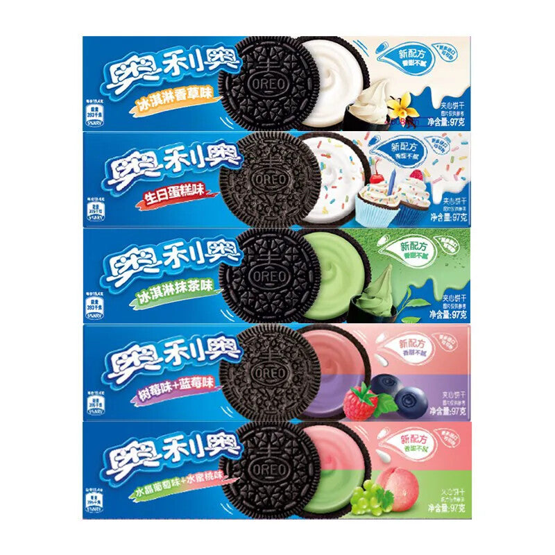 2Boxes Chinese Flavor Oreo Biscuits Cookie Snack Food 奥利奥夹心饼干零食 草莓味+巧克力味 2盒装 Main image