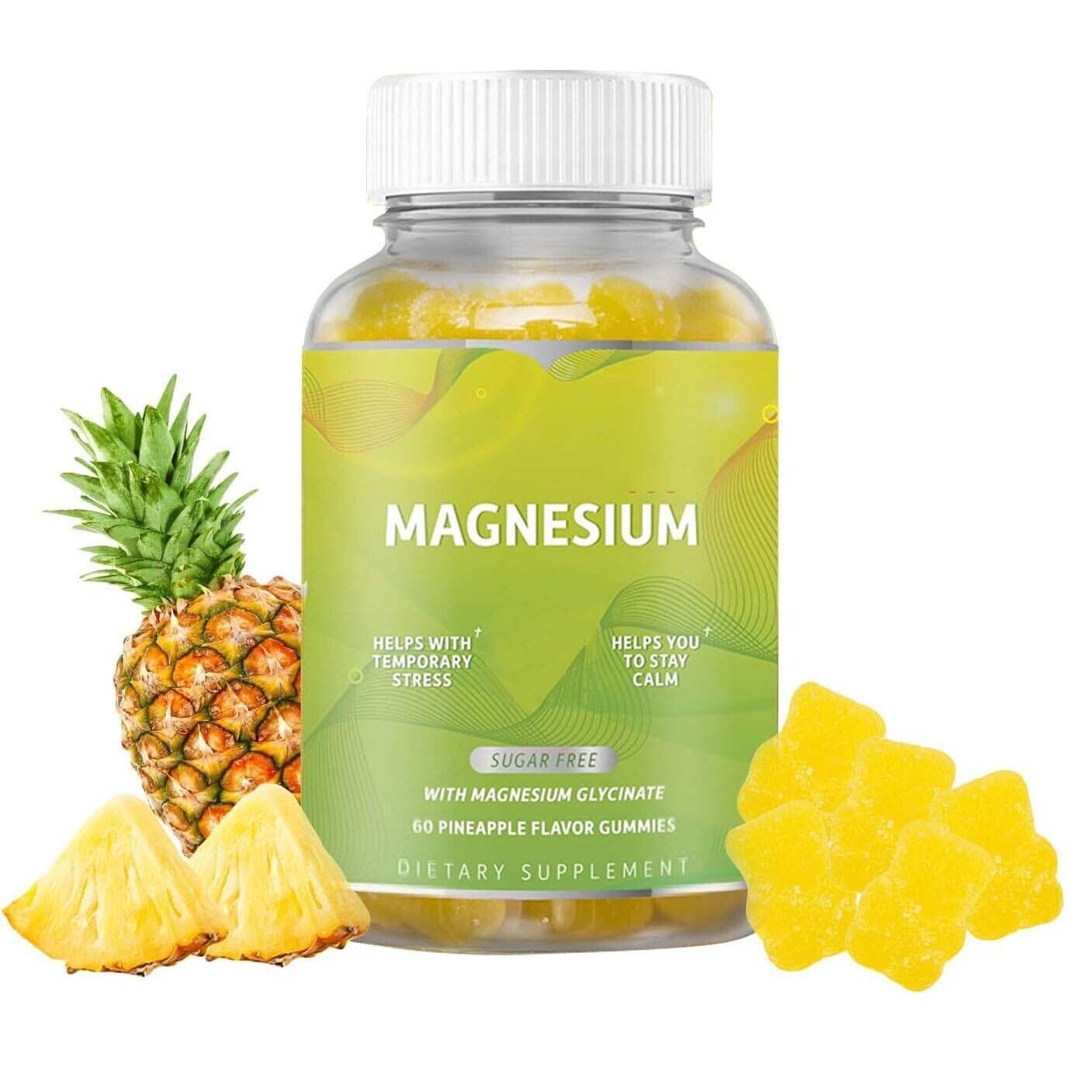 Magnesium Glycinate Gummies, Pineapple Flavor, Calcium, Potassium, Stress Relief Main image
