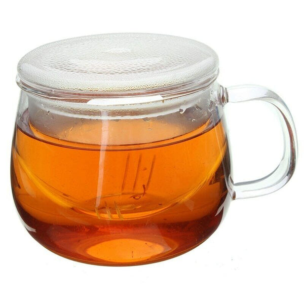 Teacup Tea Glass Cup Coffee Milk Cup with Tea Infuser Filter Lid Use for Home