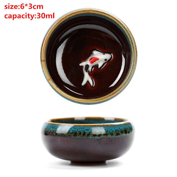 4 pcs/lot 3D Ceramic CupTea Set Carp Gifts Tea Cup Dehua Binglie China Kung Fu
