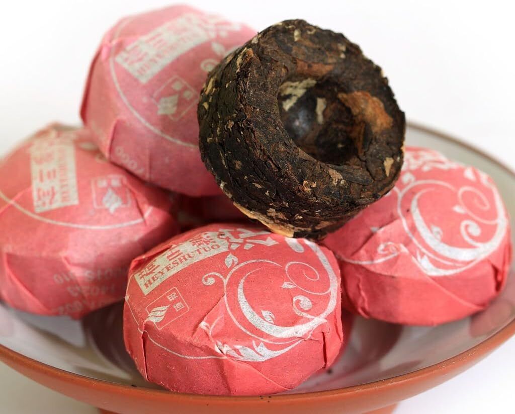 Puerh Tea Cake 20Pcs 4.23oz Year Ripe/Shu Lotus Leaf Flavored Puerh Tuocha Secondary image