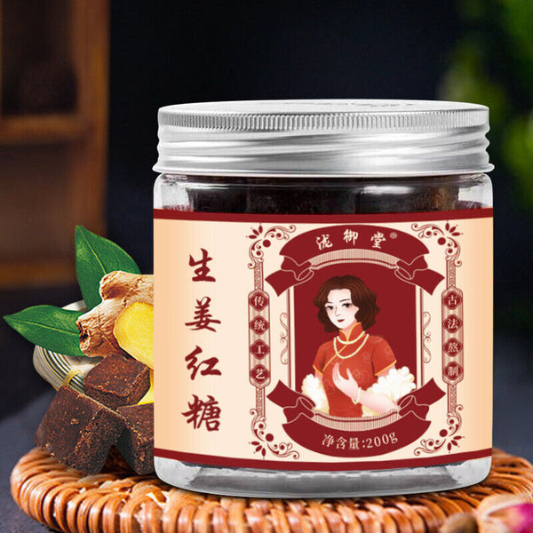 200g Jar, Ancient Method, Women's Care Organic Ginger Rose Red Sugar Blocks
