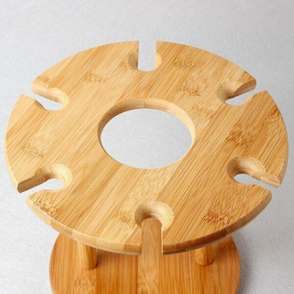 Wine Bottle Glass Holder Bamboo Tabletop Wine Drying Racks Camping For 6 Glass