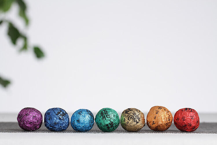 HelloYoung 21pcs Yunnan Pu'er Tea Colorful Dragon Pearl Handmade Dragon Pearl Pu'er Raw Tea