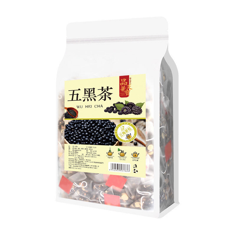 Five Black Herbal Tea Black Rice Beans Mulberry Goji Natural Energy Blend