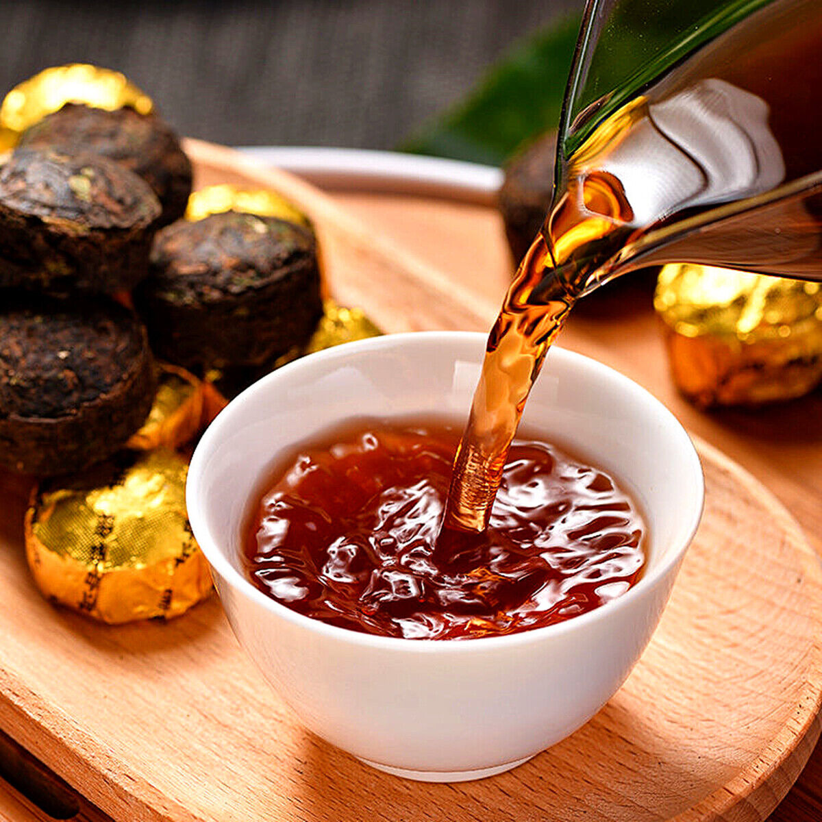 HelloYoung TeaPu'er Black Tea Healthy Drink 200g Mini Tea Cake Pu-Erh Ripe Tuocha Golden Bag