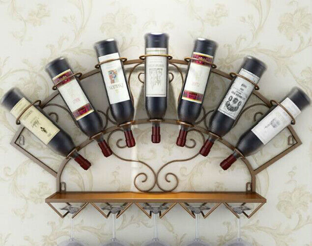 Wine Holder Rack Wall Mounted Wine Bottle Display Rack Glassware Storage Holder