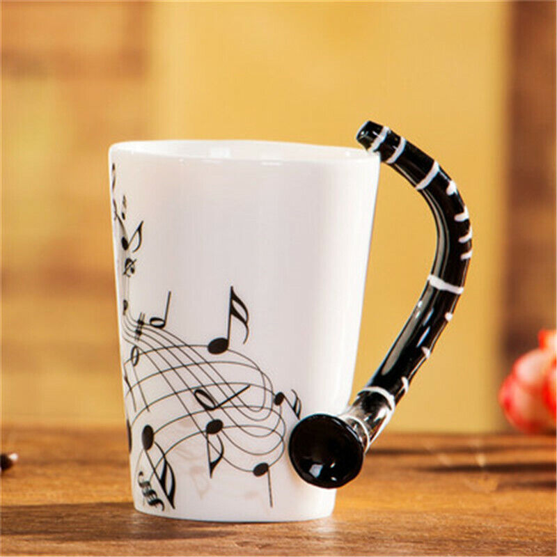 Milk Stave Cups with Handle Music Violin Guitar Ceramic Coffee Tea Drinkware Mug