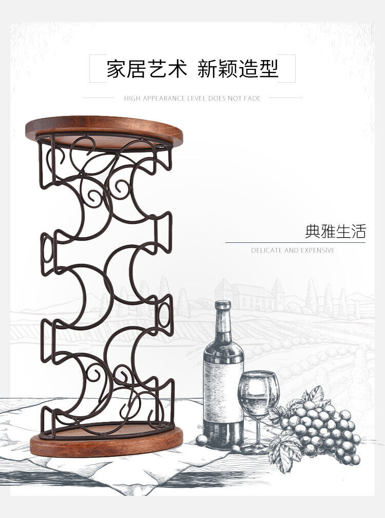 Oval Wooden Bottom Iron Bottle Holders Wine Cabinet Decoration G-style Wine Rack