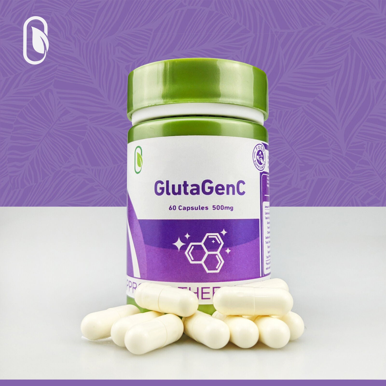 Gluta Genc Glutathione L-Glutathione Capsules Anti-Aging Skin Whitening 60