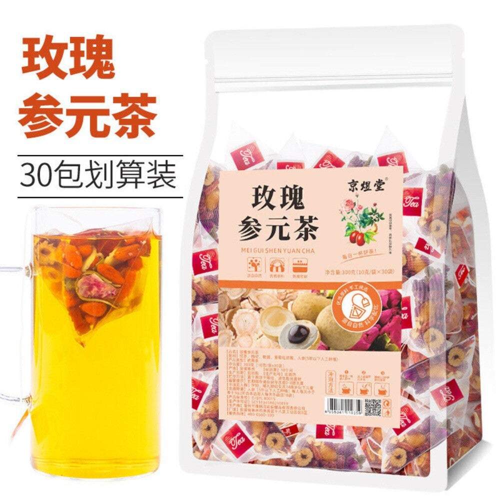 Rose Ginseng Herbal Tea 30 Bags Red Dates Goji Longan Health Support Blend
