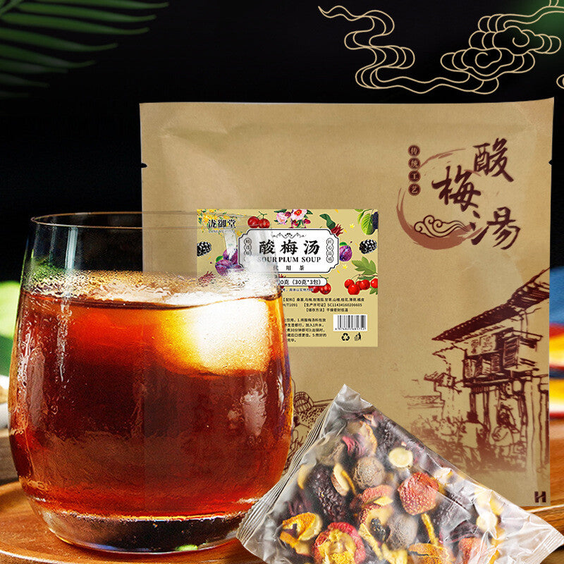 Beijing Sour Plum Soup Instant Mix with Rock Sugar Hawthorn Triangle Pack Secondary image