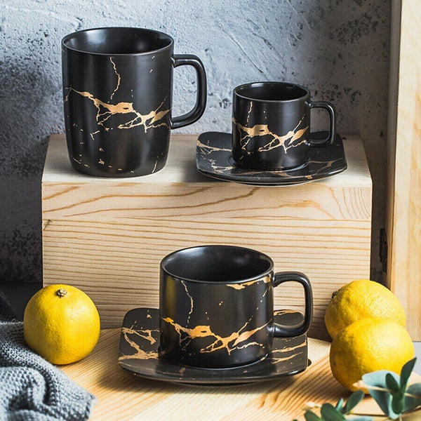 Water Cup Ceramic Tea Cup Saucer Set Porcelain Tea Cup Set Black Coffee Cup Set