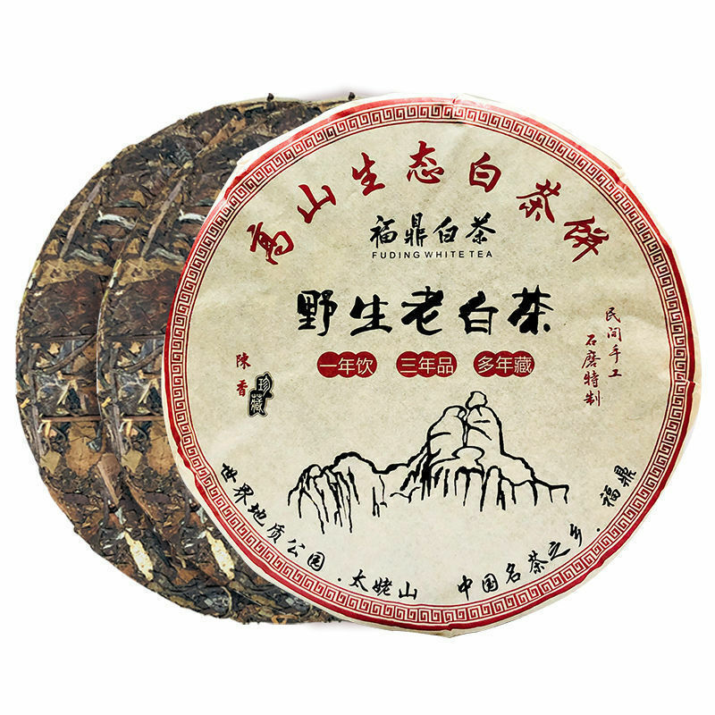 350g Fuding High Mountain Bai Cha Cake Shou Mei Premuim Wild Aged White Tea Main image