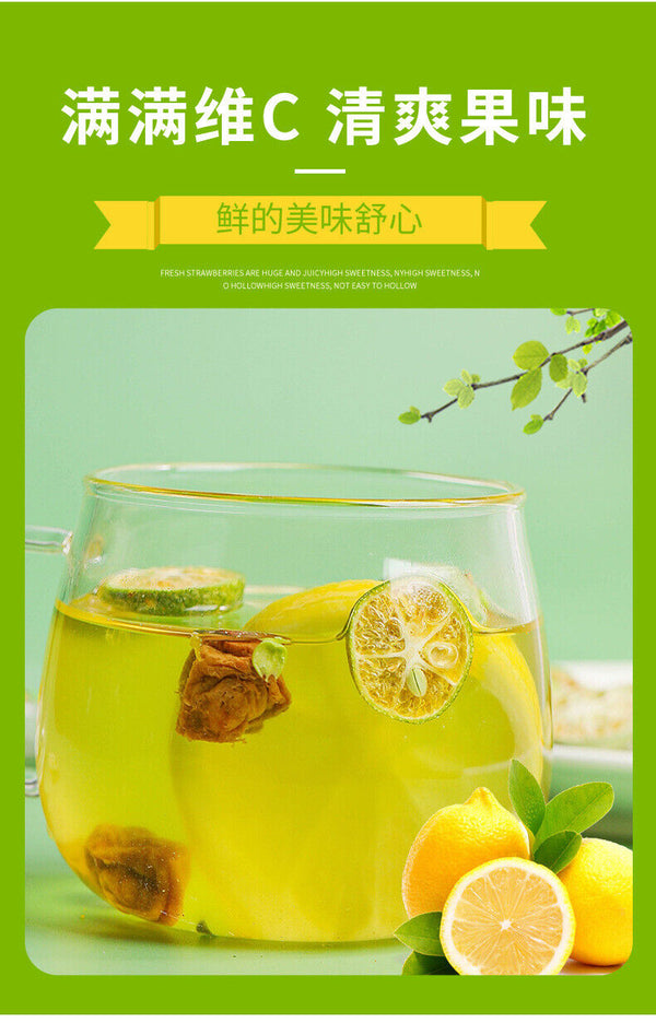Summer Cold Brew Plum Green Orange Lemon Tea with Freeze Dried Fruits