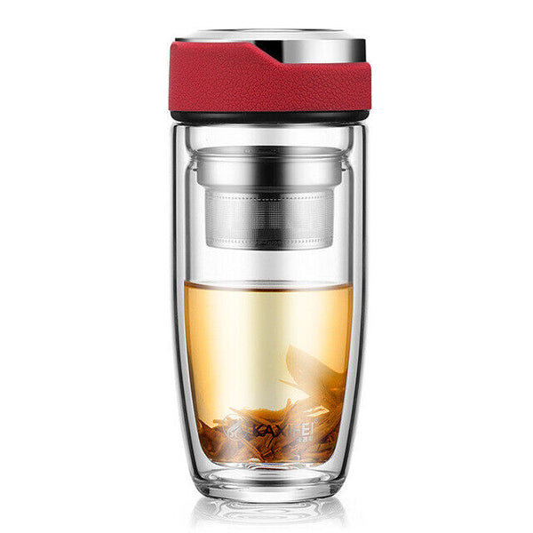 Double Glass Water Bottle Tea Transparent Bottles Stainless Steel Bottle Infuser